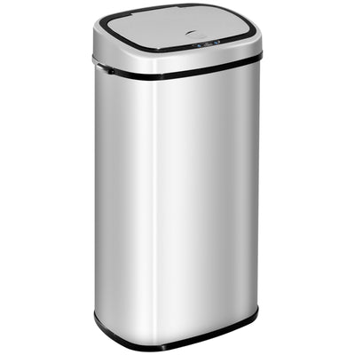 HOMCOM 72L Recycling Sensor Bin Stainless Steel 3 Compartments For Both Wet/Dry Waste w/Removable Lid Kitchen Home 