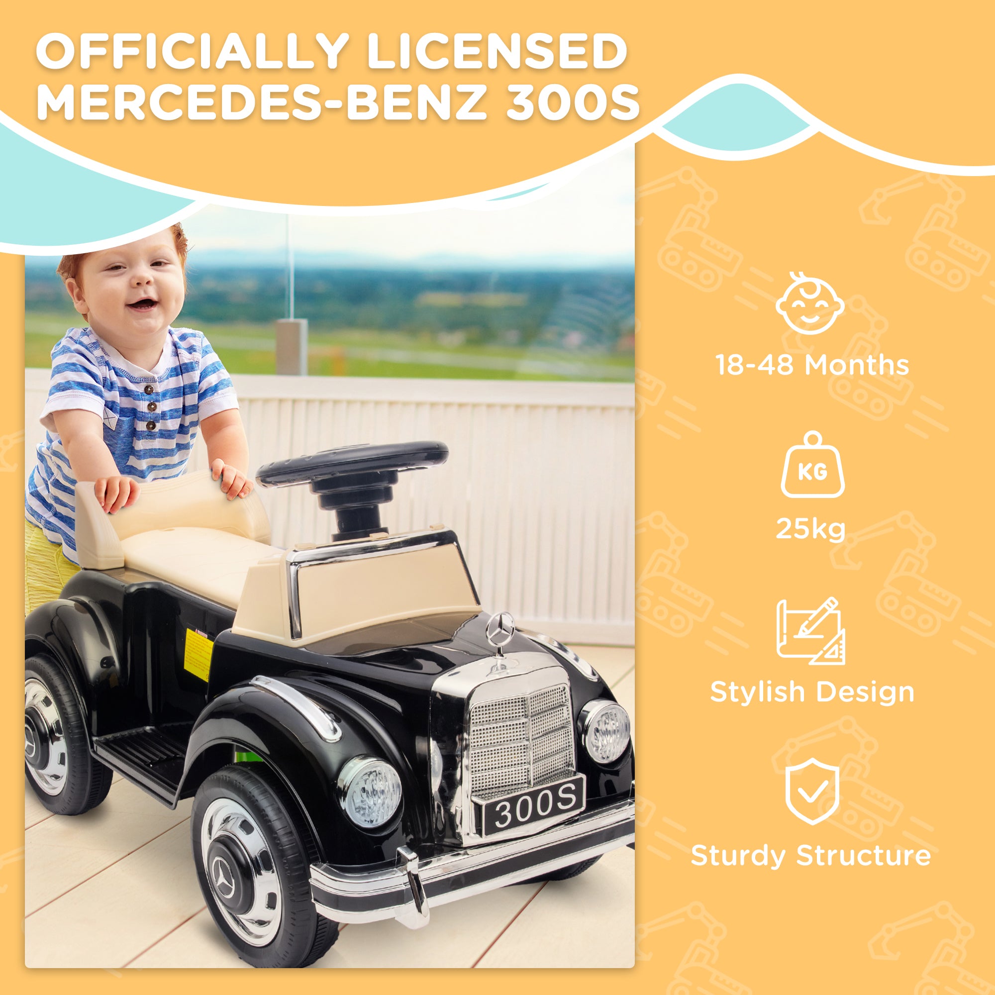 AIYAPLAY Foot to Floor Ride on Sliding Car Mercedes-Benz 300S Licensed for 18-48 months 