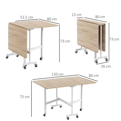 HOMCOM 4-6 Person Drop Leaf Dining Table - Oak 
