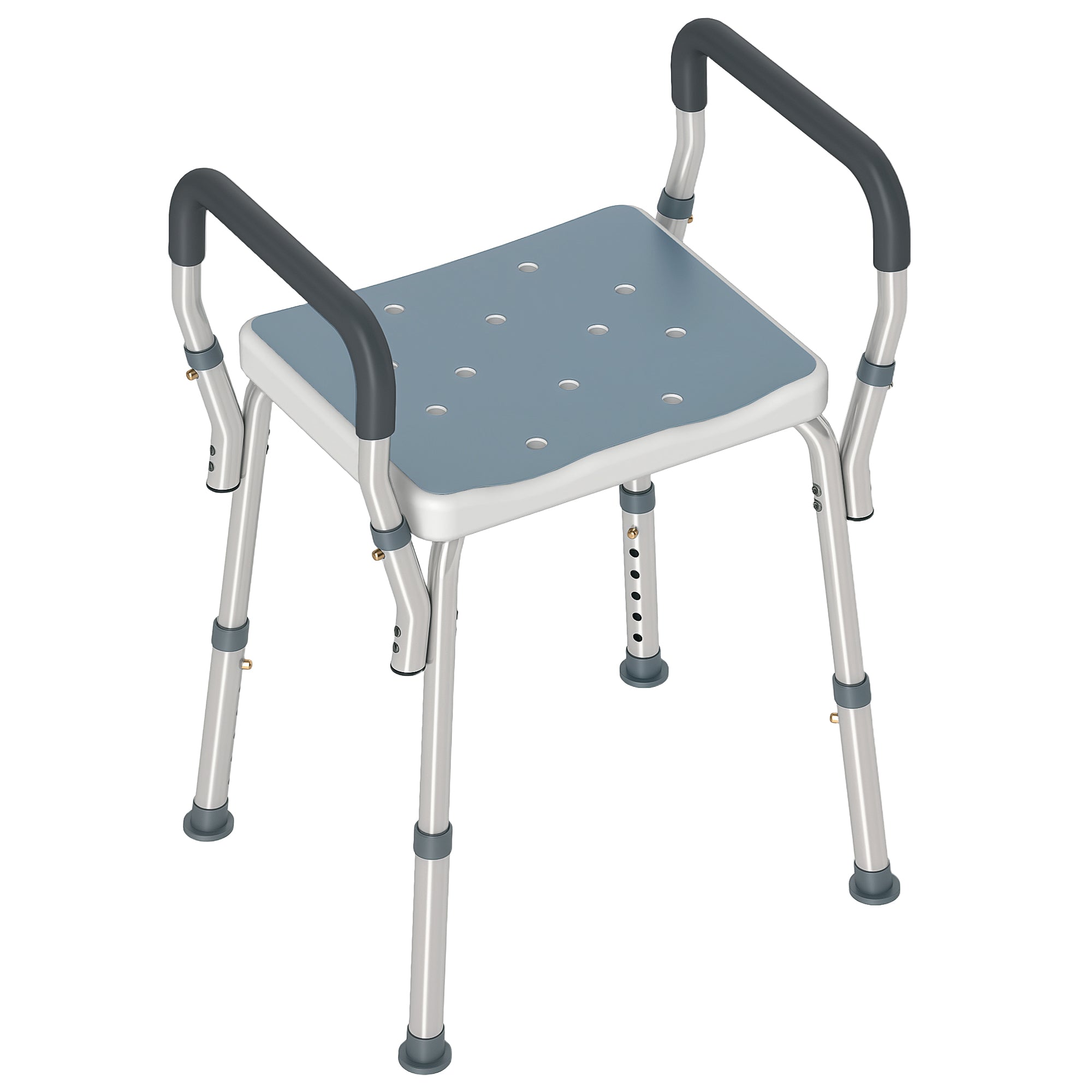 HOMCOM 57-69cm Aluminium Frame Bath Seat - Light Blue 