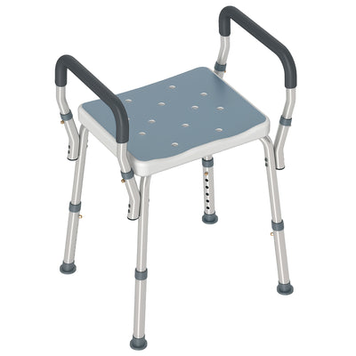 HOMCOM 57-69cm Aluminium Frame Bath Seat - Light Blue 