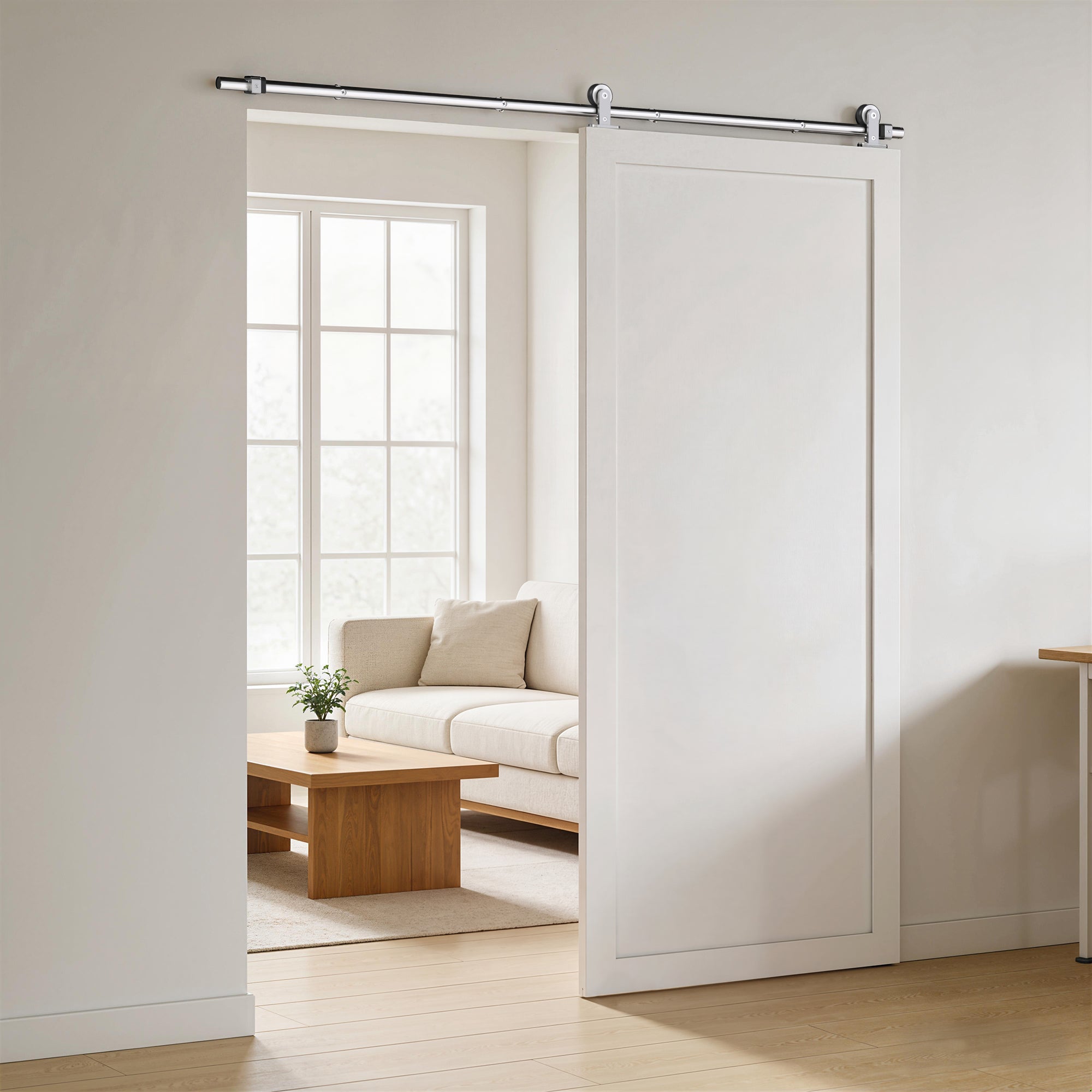 HOMCOM Sliding Door Hardware Kit Smooth Quiet 304 Stainless Steel for 180cm Track Sliver Tone 