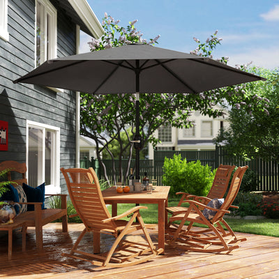 Outsunny 2.6 m Garden Parasol Umbrella with Aluminium Pole, Outdoor Patio Umbrella with Tilt and Crank, Vent, Black 