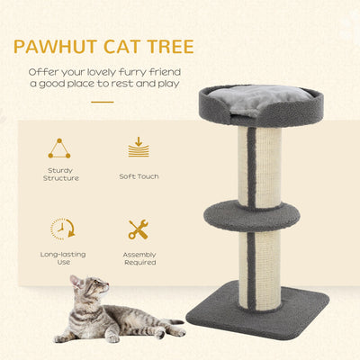 PawHut 91cm Cat Tower Scratching Posts Cat Tree for Indoor Cats Kitten Activity Centre Grey 
