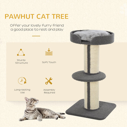 PawHut 91cm Cat Tower Scratching Posts Cat Tree for Indoor Cats Kitten Activity Centre Grey 