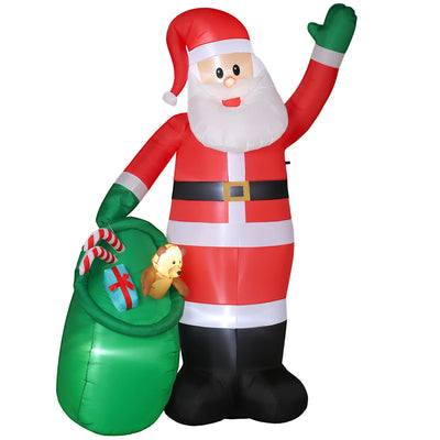 Outsunny 9ft/275 cm Christmas Inflatable Santa with Bear Sack, Giant Christmas Blow Up Decoration with Built-in LED Lights for Garden, Indoor Outdoor Home Decor 