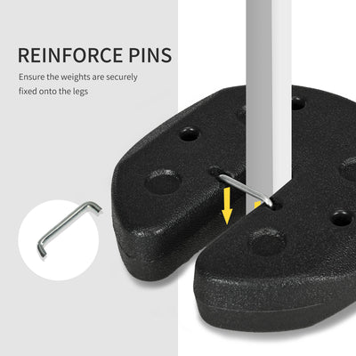 Outsunny 12KG Gazebo Weights Set of 4, Weights for Gazebo Legs with Reinforce Pins and Carry Belt, for Canopies Marquees Tents 