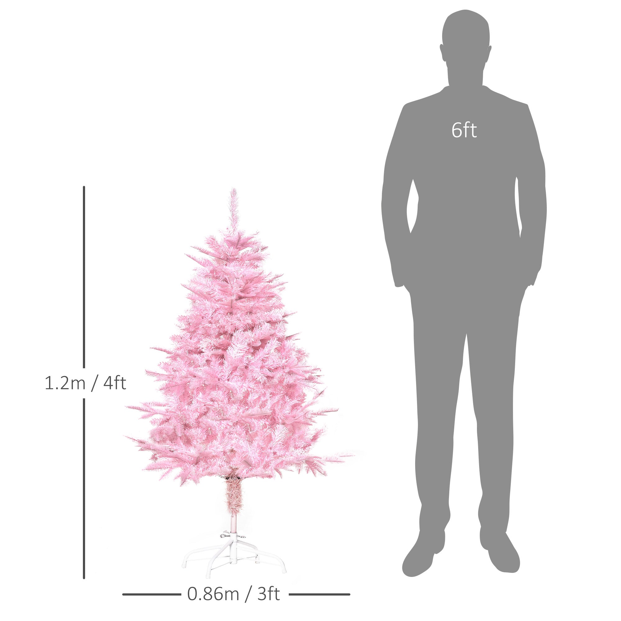 HOMCOM 4FT Artificial Christmas Tree Holiday Xmas Holiday Tree Decoration with Automatic Open for Home Party, Pink 