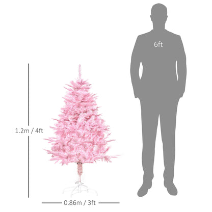 HOMCOM 4FT Artificial Christmas Tree Holiday Xmas Holiday Tree Decoration with Automatic Open for Home Party, Pink 
