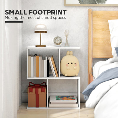 HOMCOM Side Table, Narrow End Table with Storage Shelves, S-Shaped, 3-Tier, 50W x 19.5D x 58H cm, White 