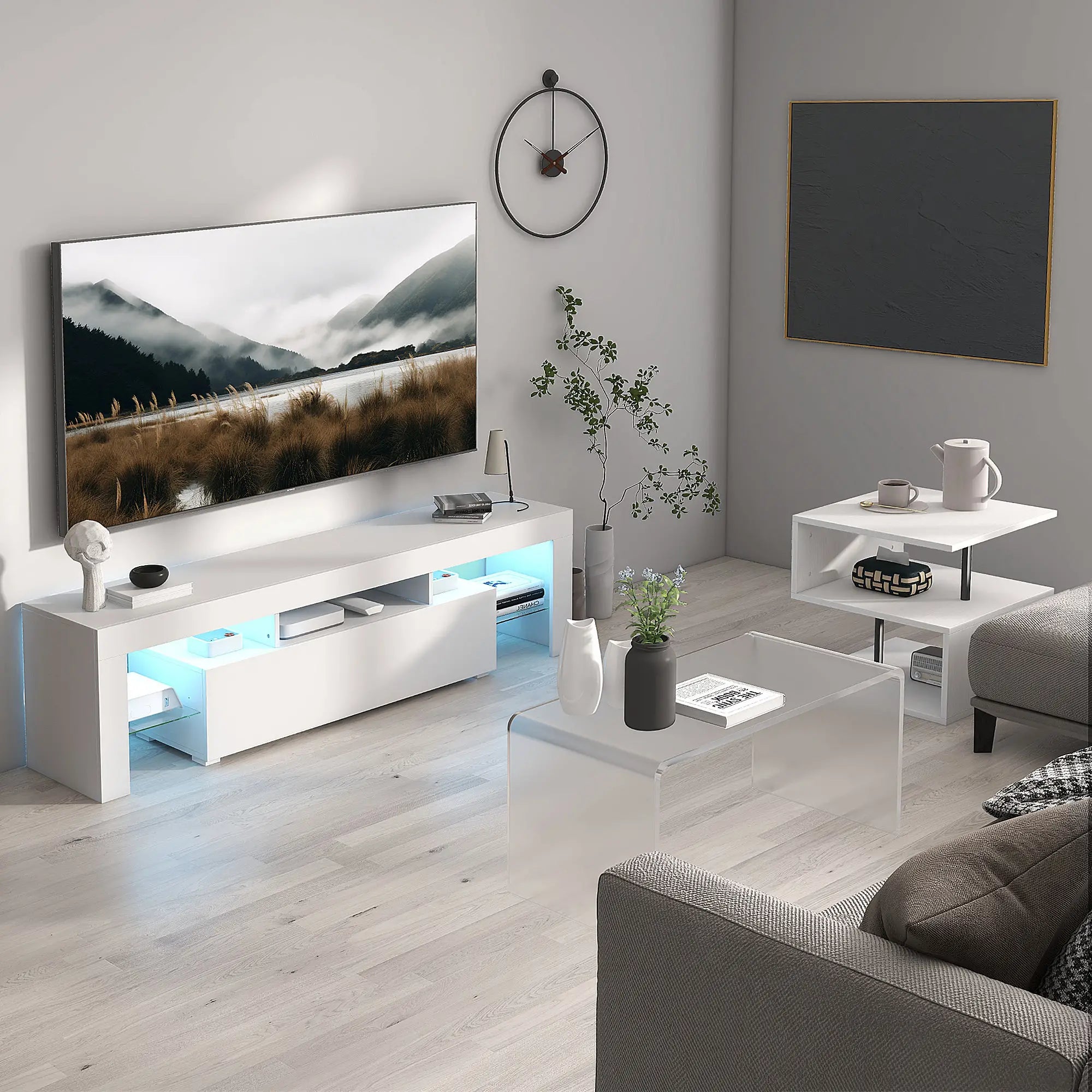 HOMCOM 32" Long Rectangle All Acrylic 15mm Thick Waterfall Coffee Table, Clear