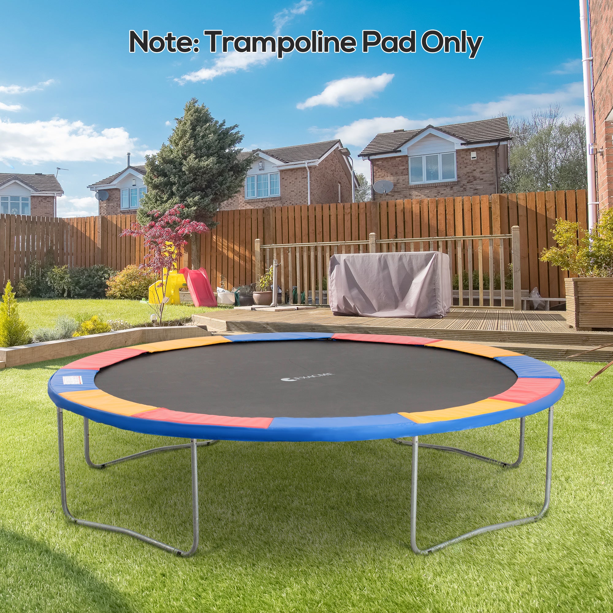 HOMCOM 12FT Replacement Trampoline Pad Thick Foam Safety Φ366cm Spring Cover Bounce Padding - Multi Coloured 
