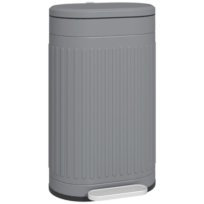 HOMCOM 30L Metal Kitchen Bin, with Soft-Close Lid - Grey 