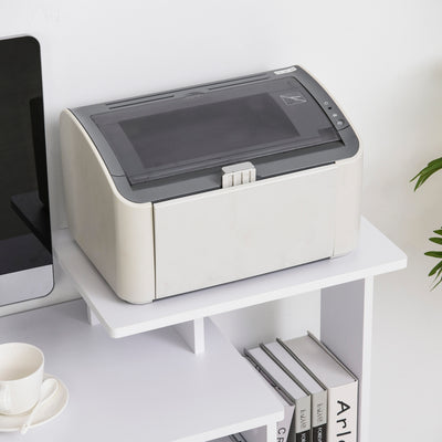 HOMCOM Computer Desk with Sliding Keyboard Tray Storage Drawer Shelf Home Office Workstation White 