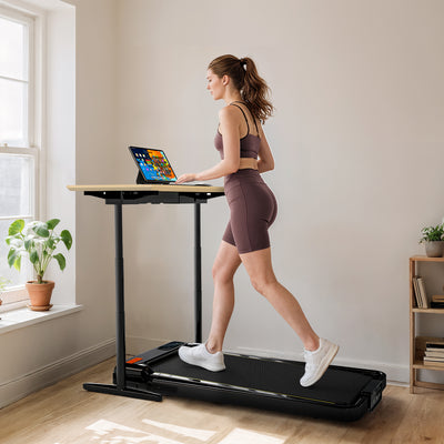 SPORTNOW Folding Walking Treadmill, Under Desk Walking Pad with Incline, Black 