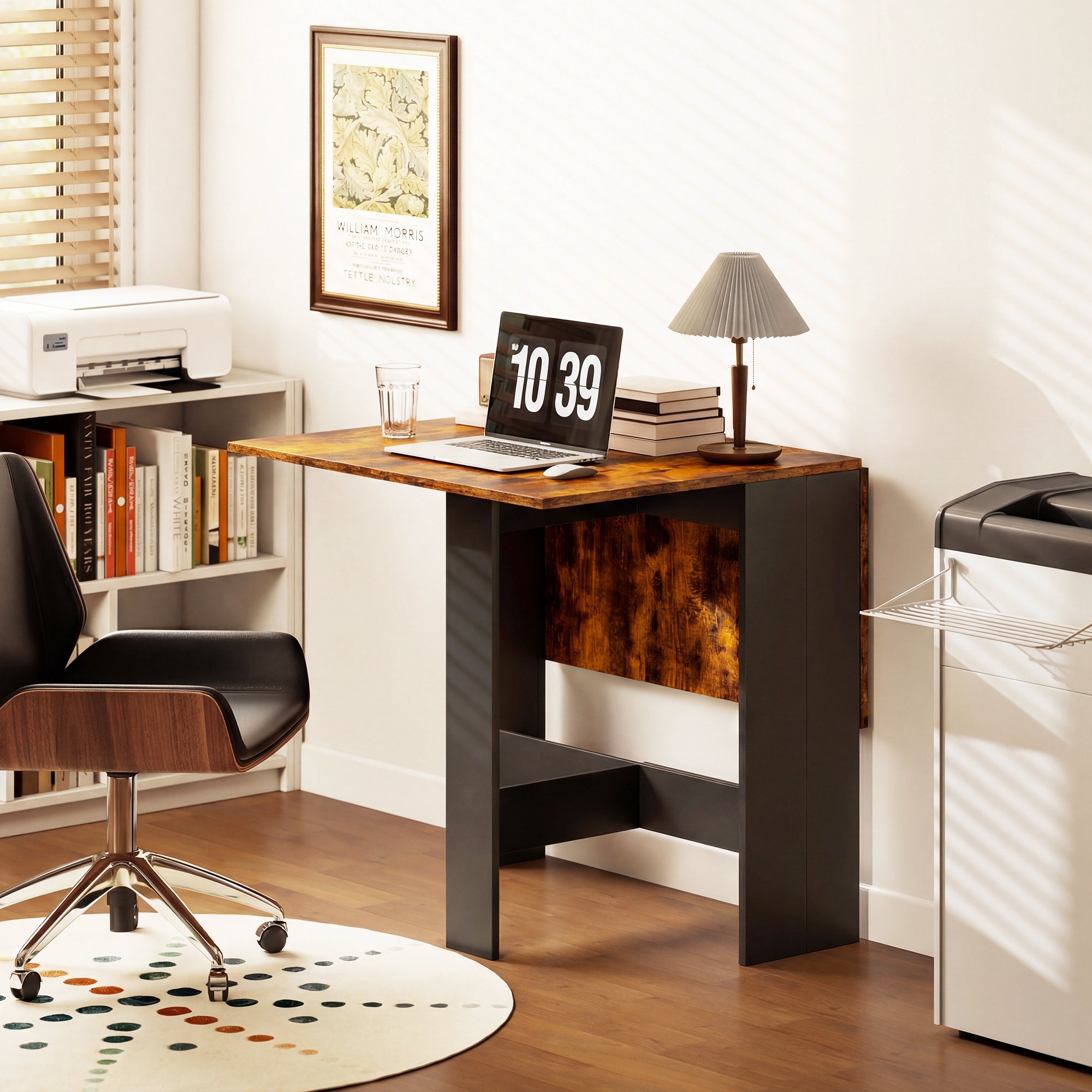 HOMCOM Folding Dining Table, Space-Saving Drop Leaf Kitchen Table for 4-6 People Rustic Brown 
