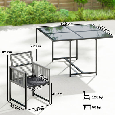 Outsunny 5 Pieces Garden Dining Set, Outdoor Patio Cube Set, 4 Seater Outdoor Table and Chairs with Foldable Backrest, Light Grey 