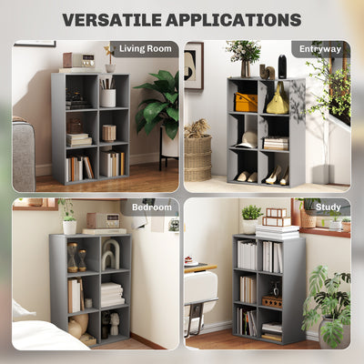 HOMCOM 6-Cube Bookshelf - Light Grey 