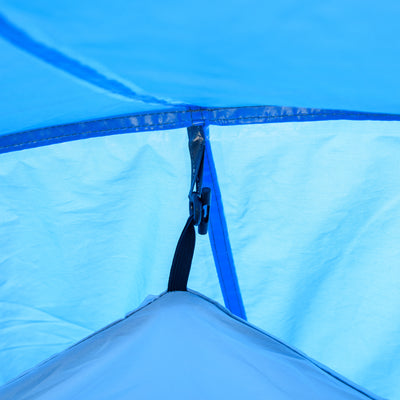 Outsunny 2-3 Man Tunnel Tent with Vestibule, Weather-Resistant Camping Tent with Air Vents for Fishing Hiking, Light Blue & Grey 