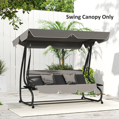 Outsunny Garden Swing Canopy Replacement 3 Seater, Waterproof Garden Swing Seat Canopy Cover, Windproof Anti-UV Sun Shade (Canopy Only) for Patio, Balcony, Dark Grey 