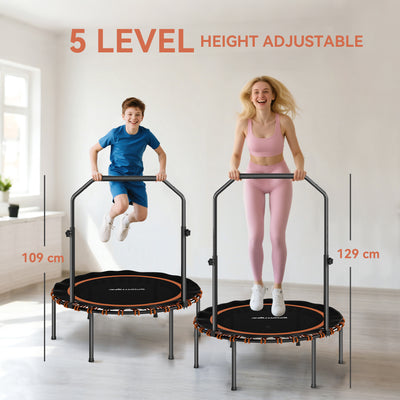 SPORTNOW 40" Foldable Fitness Trampoline Rebounder with Handle, Orange 
