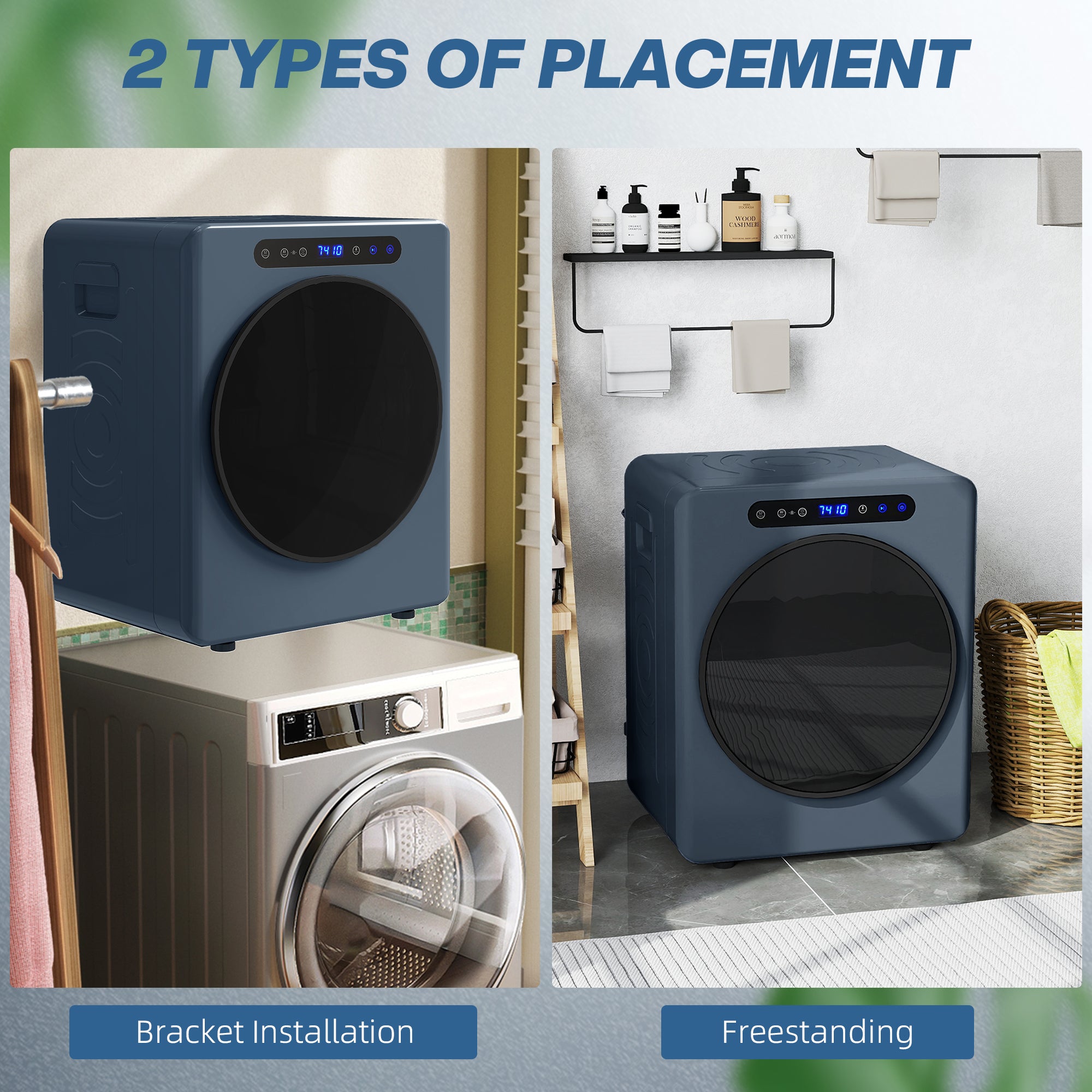 HOMCOM 5kg Compact 40-60℃  Tumble Dryer Blue 
