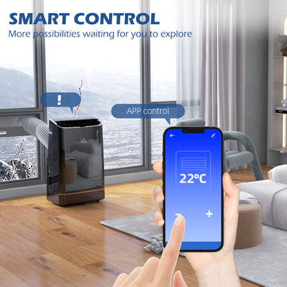 HOMCOM 14000 BTU Mobile Air Conditioner, 35m\'c2\'b2, Smart Home WiFi, with Dehumidifier, Fan, 24H Timer, Window Kit, Black