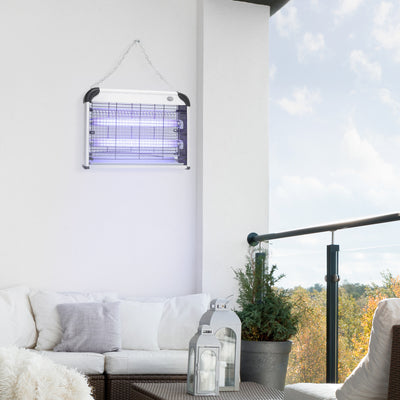 Outsunny Free Standing Wall Hanging 20W Electric Fly Mosquito Killer Electric Fly Zapper, Bug Zapper, Insect Killer, Silver 