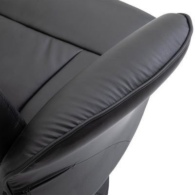 HOMCOM Swivel Recliner Chair with Footstool, PU Leather Armchair and Ottoman with High Back and Round Base for Living Room, Black 