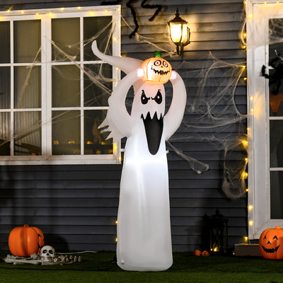 HOMCOM 6FT 1.8m LED Halloween Inflatable Decoration Floating Ghost & Pumpkin Party Outdoors Yard Lawn 