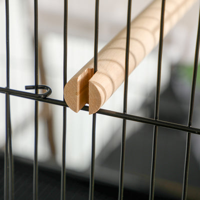 PawHut Bird Cage Budgie Cage 2 In 1 Large Aviary with Wheels Removable Trays for Finch Canaries Cockatiels Black 