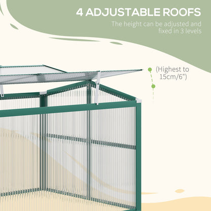 Outsunny Aluminium Polycarbonate Greenhouse Cold Frame Grow House, Openable Top for Flowers and Vegetables, 130x70x61cm 
