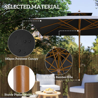 Outsunny 3 m Square Canopy Parasol - Black 