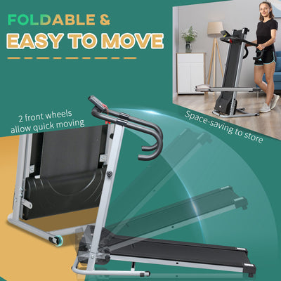 HOMCOM 1.25HP Motorised Electric Treadmill, 10km/h Folding Running Machine, Gym Fitness Exercise with LCD Monitor, Grey 