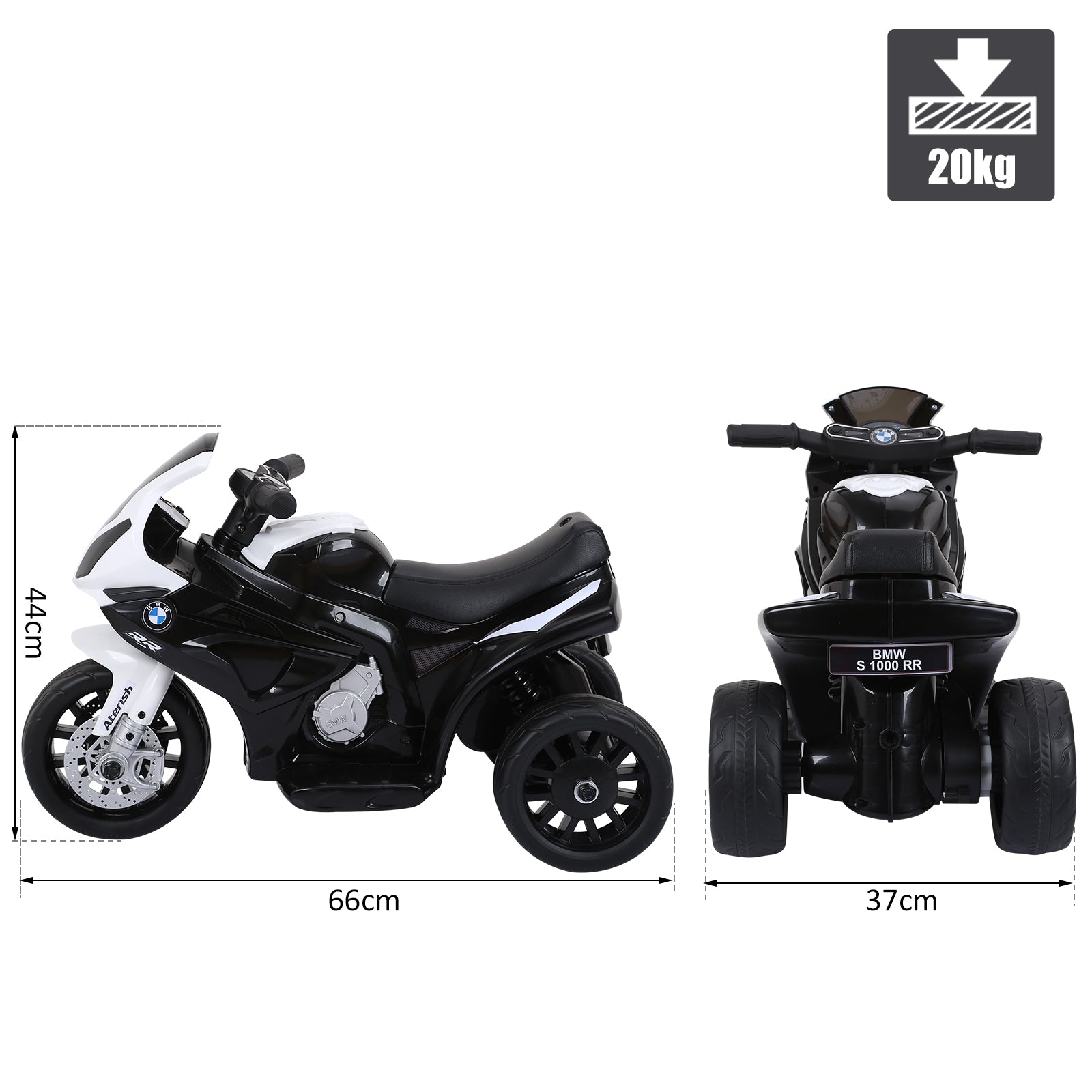 HOMCOM Electric Kids Ride on BMW Motorbike W/Headlights and Music, 6 V-Black 
