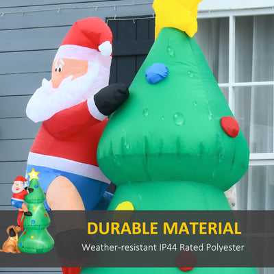 HOMCOM 6ft Inflatable Christmas Tree, LED Lighted with Santa Claus Dog for Home Indoor Outdoor Garden Lawn Decoration Party Prop 
