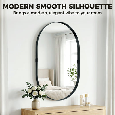 HOMCOM Wall Mirror, Bathroom Mirror with Elevated Aluminium Alloy Frame, 60 x 90 cm, Black