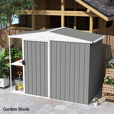 Outsunny Set of 12 Corrugated Steel Roof Sheet Panels - Light Grey 
