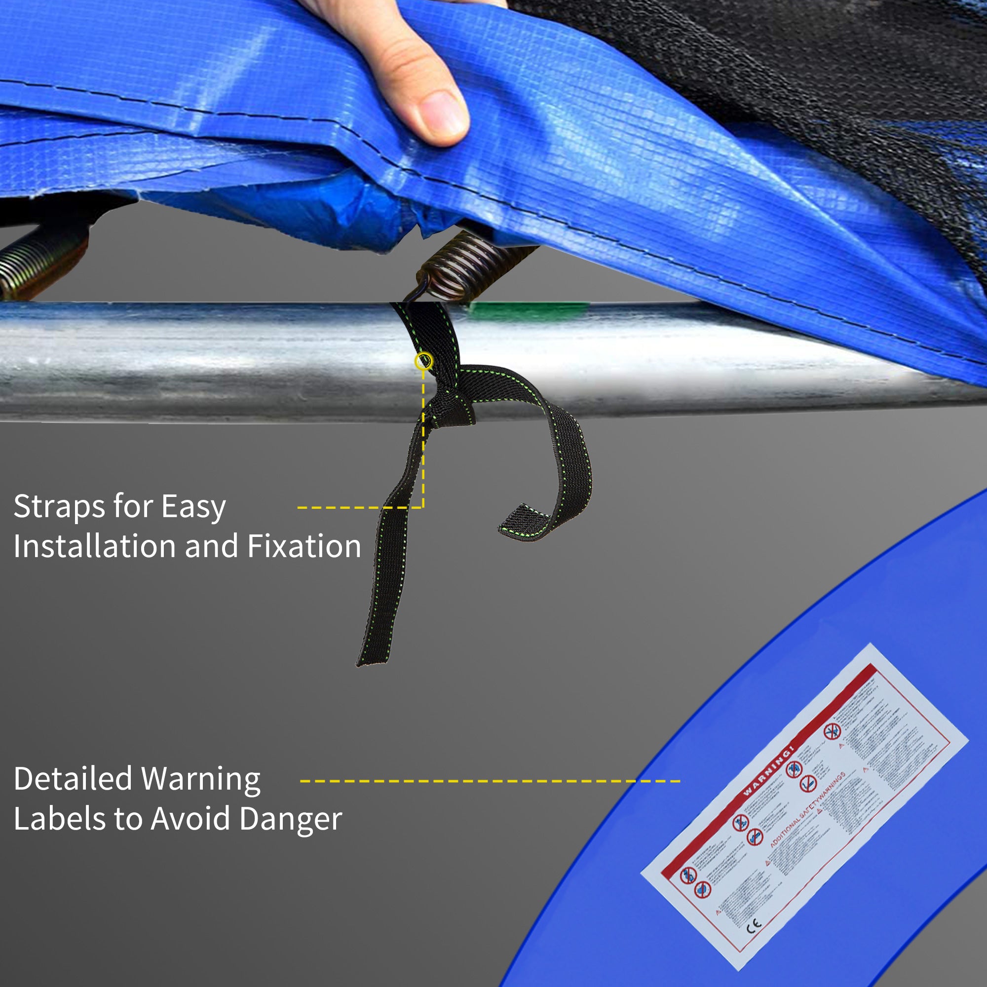 HOMCOM 12FT Replacement Trampoline Pad Thick Foam Safety Φ366cm Spring Cover Bounce Padding - Multi Coloured 