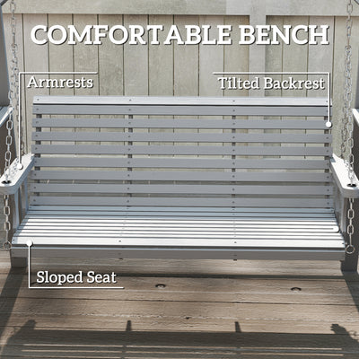 Outsunny Three-Seater Wooden Swing Bench, Dark Grey 