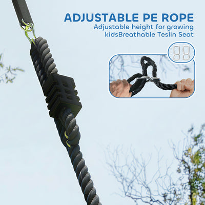 AIYAPLAY Tree Swing Seat, 120cm Kids Saucer Swing with Adjustable Ropes and Tree Straps, 300kg Capacity, Multicolour 