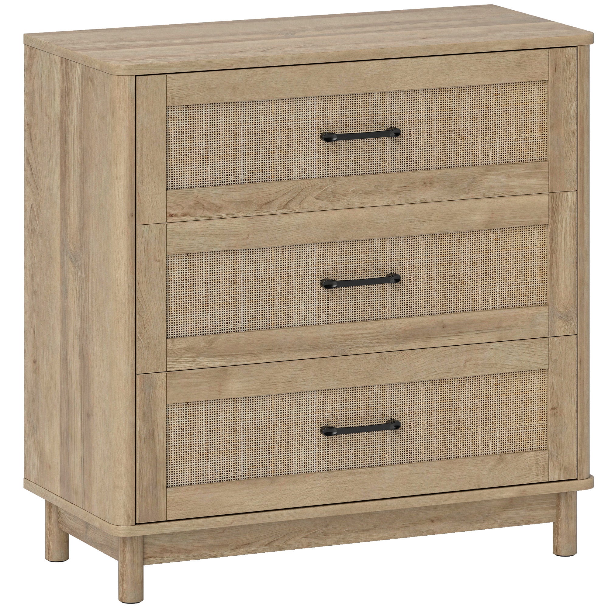 HOMCOM 76 cm Wide Drawer Chest of Drawers with 3 Drawer - Oak 