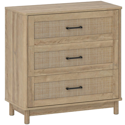 HOMCOM 76 cm Wide Drawer Chest of Drawers with 3 Drawer - Oak 