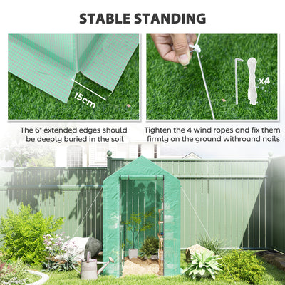 Outsunny 120 x 186cm Walk-In Greenhouse, with Shelves - Green 