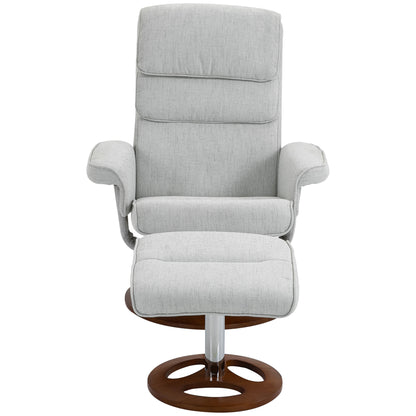 HOMCOM Recliner Chair Ottoman Set 360\'c2\'b0 Swivel Sofa Stool Modern Soft Thick Padding Wood Base Grey 