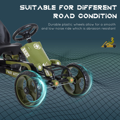 HOMCOM Kids Children Pedal Go Kart Ride On Racer Braking System Adjustable Seat Green 
