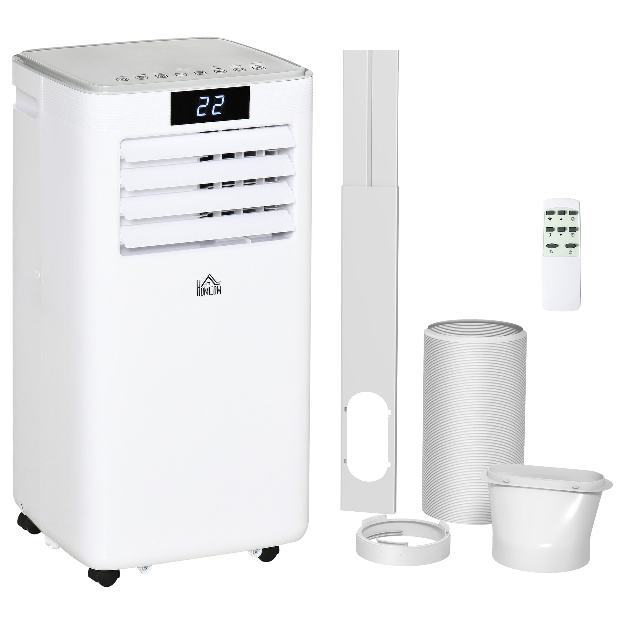 HOMCOM 10000 BTU Air Conditioning Unit, 3-in-1 Portable Air Conditioner, Dehumidifier, Cooling Fan with Remote Control, LED Display, 2 Speeds, 24H Timer, Window Venting Kit, 22m\'c2\'b2