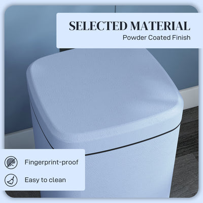 HOMCOM 20L Modern Boxy Metal Home Kitchen Bin - Light Blue 