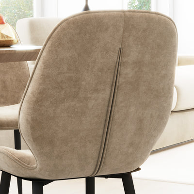 HOMCOM Velvet Dining Chairs, Set of 2 Dining Room Chairs with Metal Legs for Living Room, Dining Room, Light Brown 
