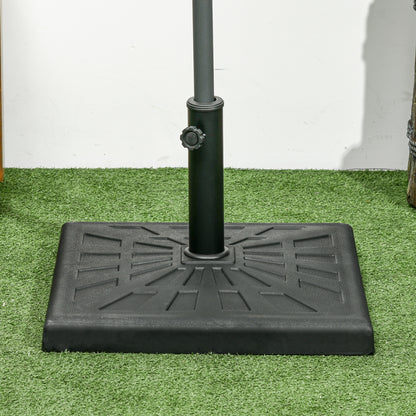 Outsunny 19kg Resin Garden Parasol Base Holder, Square Outdoor Market Umbrella Stand Weight for Poles of \'ce\'a632mm, \'ce\'a638mm, and \'ce\'a648mm, Black
